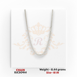 RJC30914: Silver-tone curb chain necklace with bold shine and classic design, 18 inch length, 8.44 grams