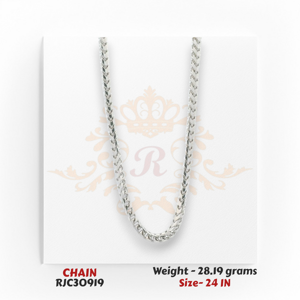 18kt gold curb link chain full view 28.19 gm 24 inch classic men’s chain necklace RJC30919