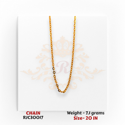 22kt Gold Lightweight Chain – Simple Round Link Design – 7.1 grams, 20 inch – RJC30017
