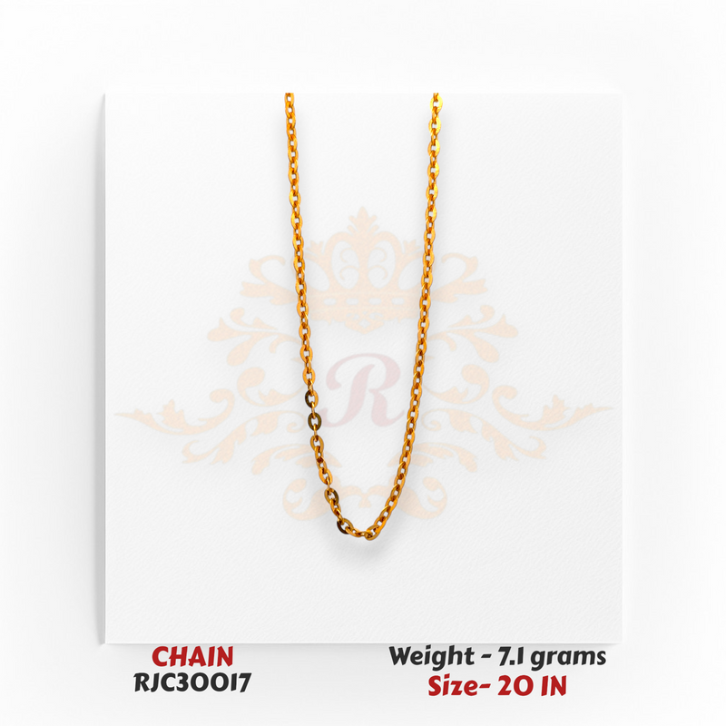 22kt Gold Lightweight Chain – Simple Round Link Design – 7.1 grams, 20 inch – RJC30017