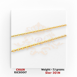 22kt Yellow Gold Chain – Dual-Tone Polished Round Links – 7.1 grams, 20 inch – RJC30017