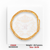 Elegant 22kt Gold Chain Rolled Display – Thick Rope-Style Links – 45.7 grams, 26 inch – RJC30040