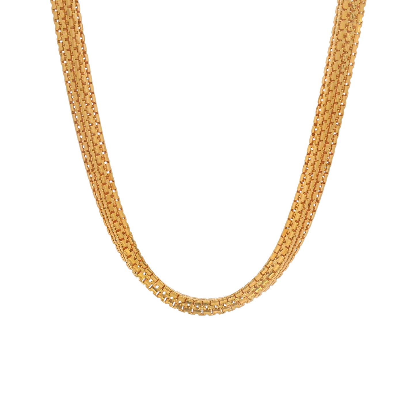 "Gold chain necklace with flat interlinked box chain design, durable handcrafted jewelry for men and women – Regal Jewels Chicago RJC30857A