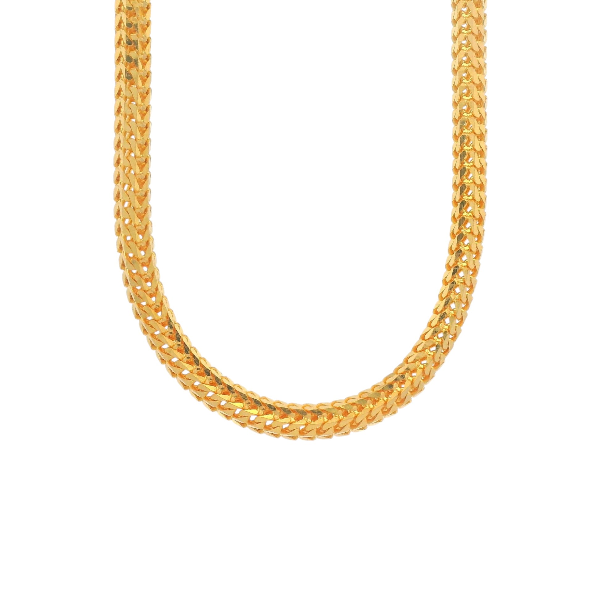 "Gold chain necklace with thick flat woven design, premium handcrafted jewelry for men and women – Regal Jewels Chicago RJC30858A