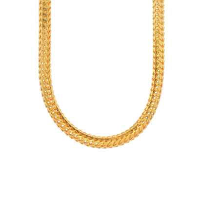 "Gold chain necklace with thick flat woven design, premium handcrafted jewelry for men and women – Regal Jewels Chicago RJC30858A