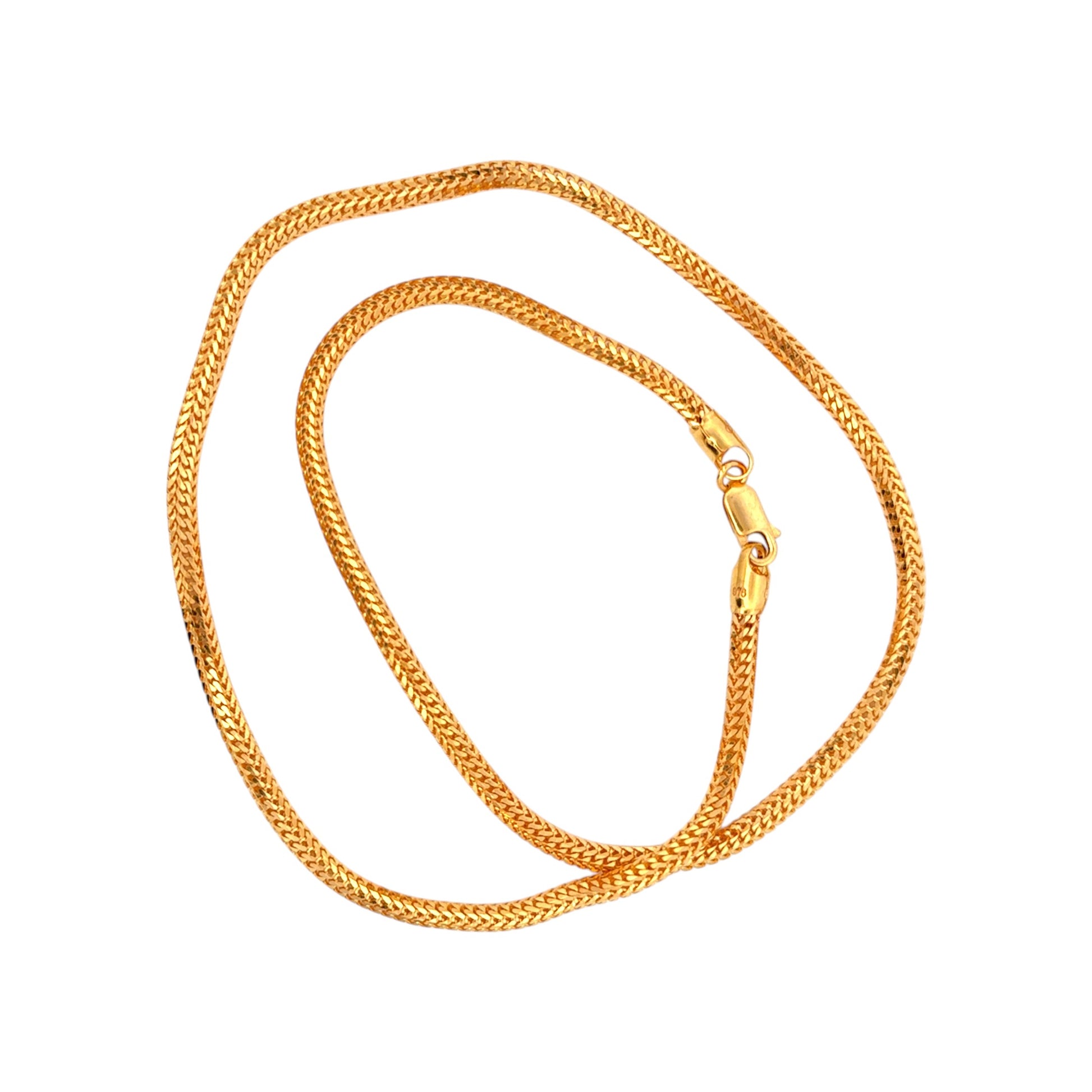 Gold chain necklace with flexible flat snake link design and secure clasp, elegant unisex jewelry – Regal Jewels Chicago RJC30858B