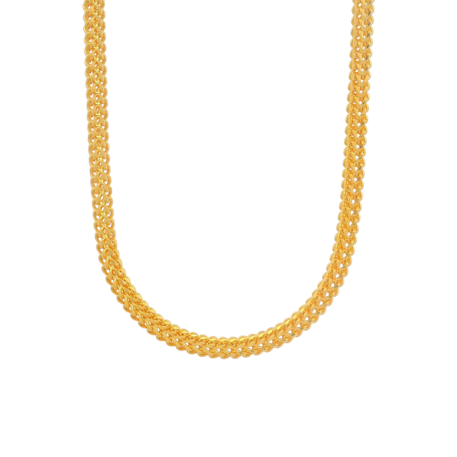 Gold chain necklace with bold flat woven design, handcrafted premium jewelry for men and women – Regal Jewels Chicago RJC30858A