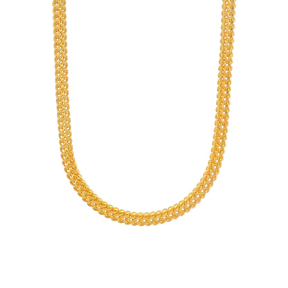 Gold chain necklace with bold flat woven design, handcrafted premium jewelry for men and women – Regal Jewels Chicago RJC30858A