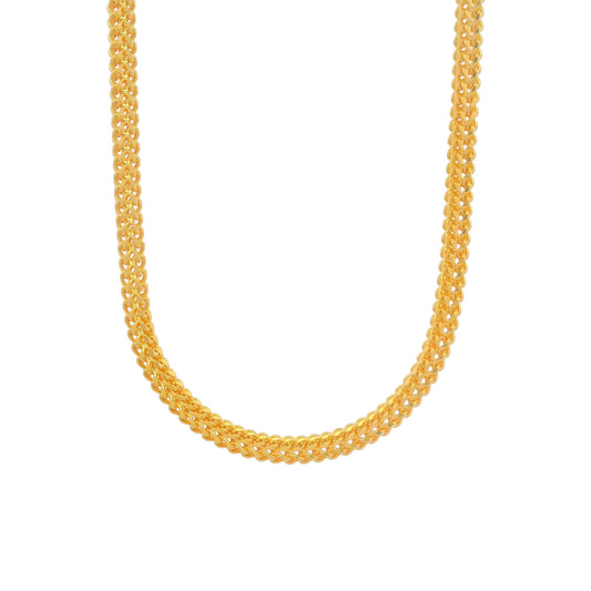 Gold chain necklace with bold flat woven design, handcrafted premium jewelry for men and women – Regal Jewels Chicago RJC30858A