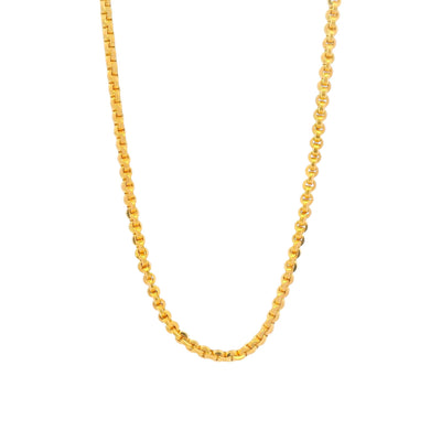Gold chain necklace with polished round box link design, timeless unisex jewelry for everyday wear – Regal Jewels Chicago RJC30860