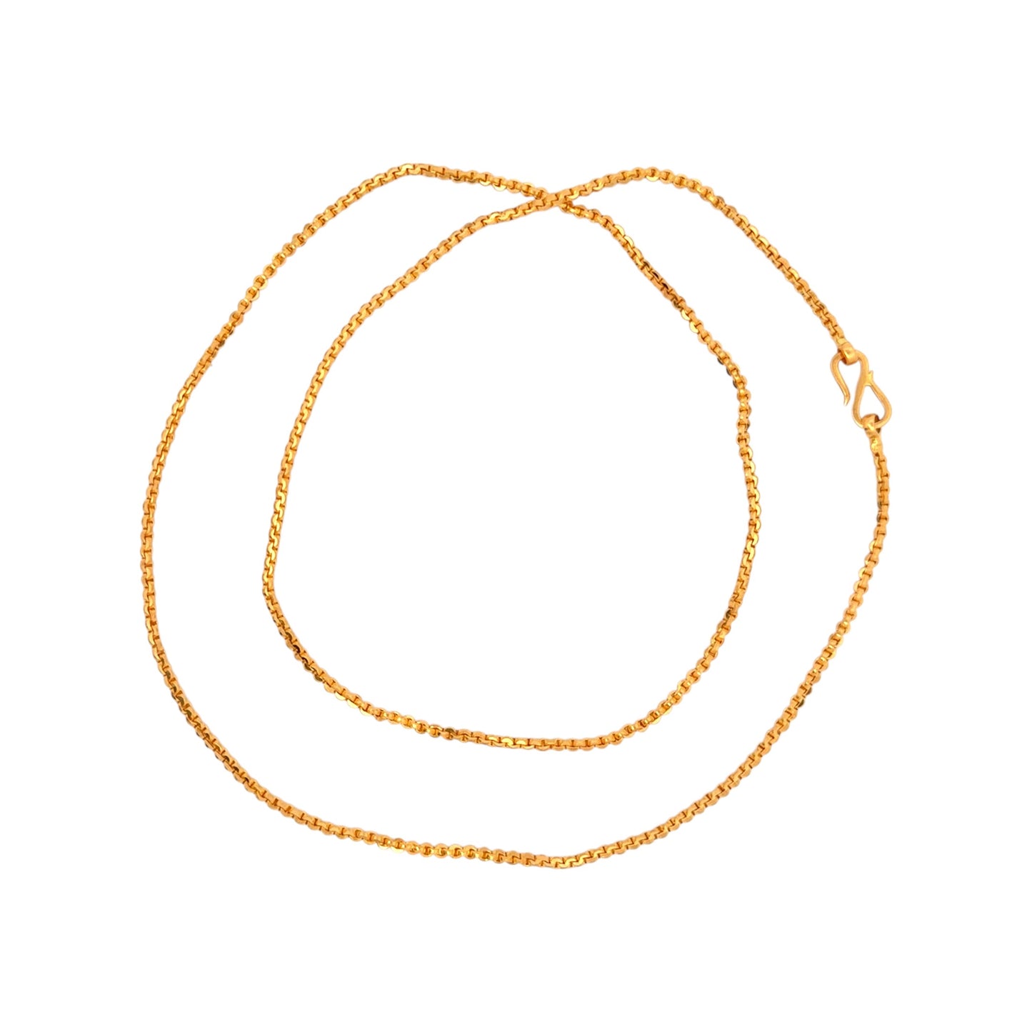 Gold chain necklace with delicate box link design and traditional S-hook clasp, handcrafted elegant unisex jewelry – Regal Jewels Chicago RJC30860B