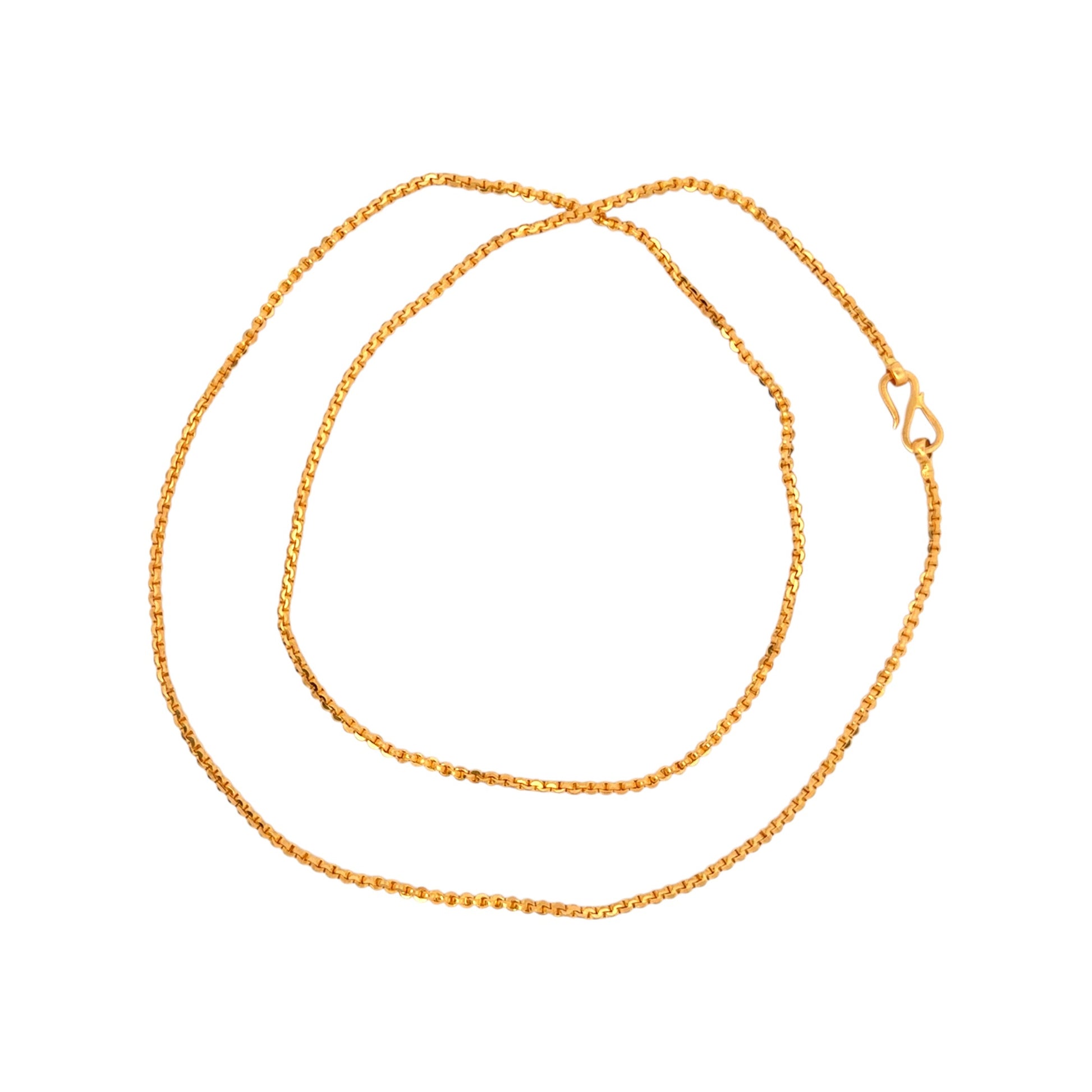Gold chain necklace with delicate box link design and traditional S-hook clasp, handcrafted elegant unisex jewelry – Regal Jewels Chicago RJC30860B