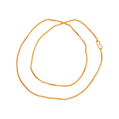 Gold chain necklace with delicate box link design and traditional S-hook clasp, handcrafted elegant unisex jewelry – Regal Jewels Chicago RJC30860B