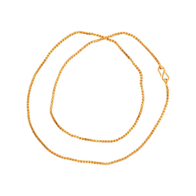 Gold chain necklace with delicate box link design and traditional S-hook clasp, handcrafted elegant unisex jewelry – Regal Jewels Chicago RJC30860B