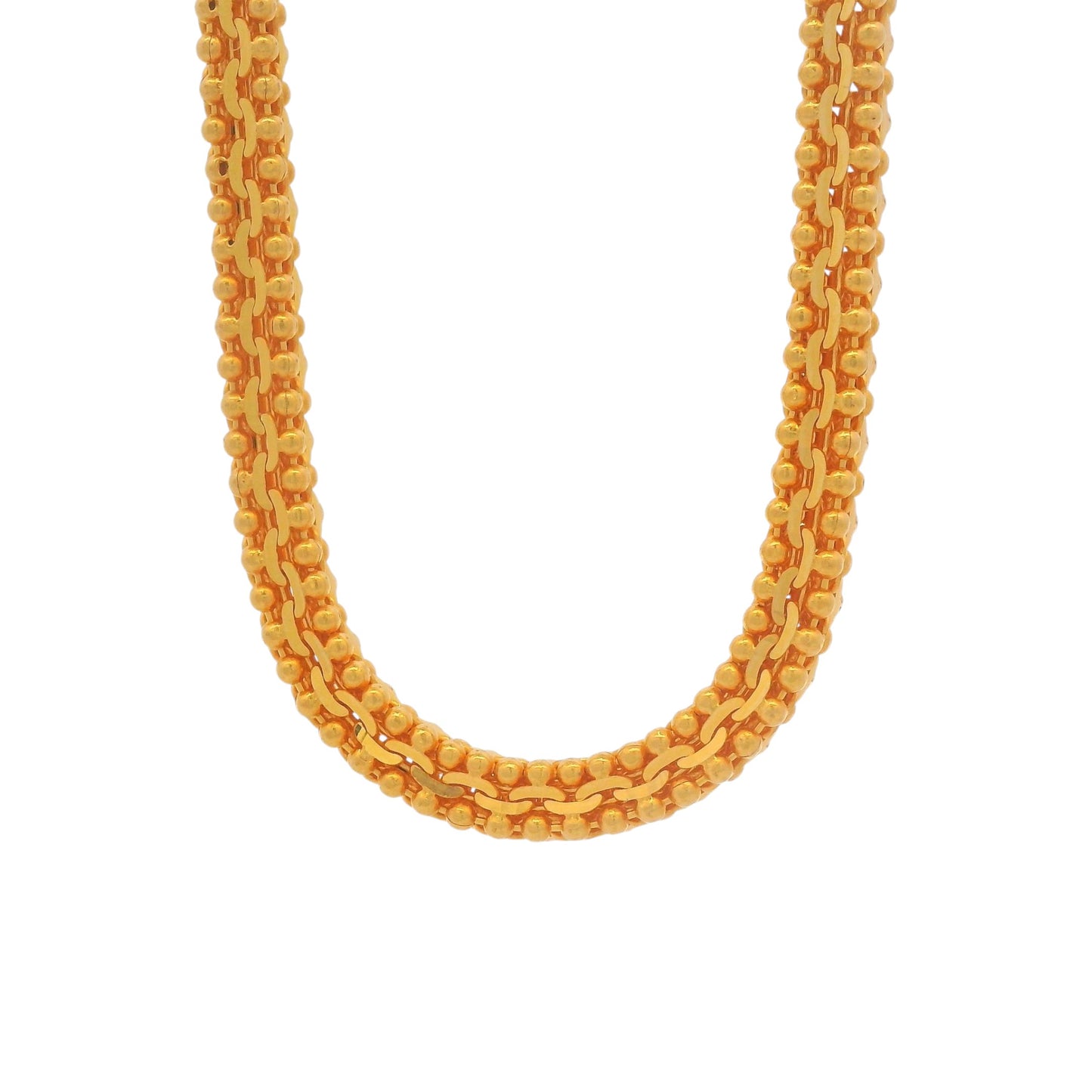 Gold chain necklace with unique round bead and link pattern, premium handcrafted jewelry for men and women – Regal Jewels Chicago RJC30865A