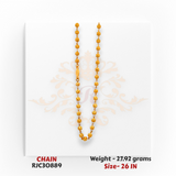22kt Gold Beaded Chain – Traditional Filigree Bead Design – 27.92 grams, 26 inch – RJC30889