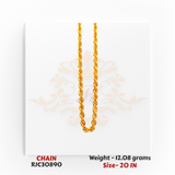 22kt Gold Rope Chain – Classic Twisted Link Design – 12.08 grams, 20 inch – RJC30890