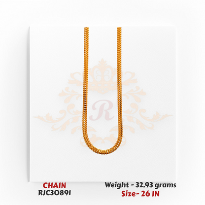 22kt Gold Flat Mesh Chain – Premium Flexible Design – 32.93 grams, 26 inch – RJC30891