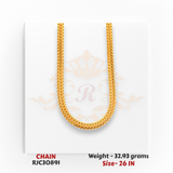 Close-up of 22kt Gold Mesh Chain – Sleek Modern Finish – 32.93 grams, 26 inch – RJC30891