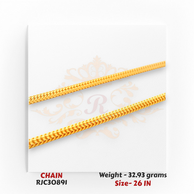 22kt Yellow Gold Flat Chain – Polished Flexible Pattern – 32.93 grams, 26 inch – RJC30891