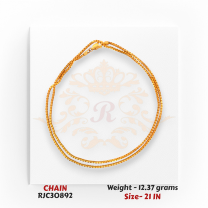 Rolled 22kt Gold Chain – Fine Box Link Pattern – 12.37 grams, 21 inch – RJC30892