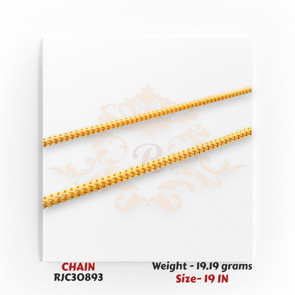 22kt Yellow Gold Curb Chain – Sleek and Durable Design – 19.19 grams, 19 inch – RJC30893