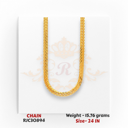 Close-up of 22kt Gold Mesh Chain – Fine Weave Texture – 15.76 grams, 24 inch – RJC30894