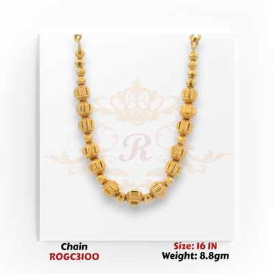 22kt yellow gold decorative bead chain necklace 16 inch elegant style ROGC3100
