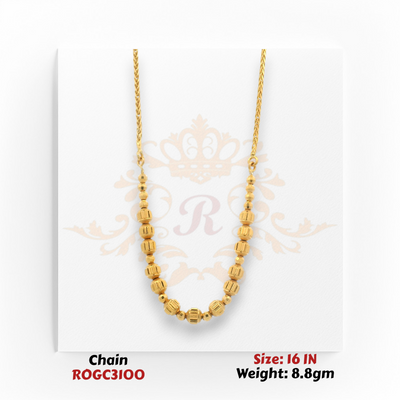 22kt gold textured bead chain necklace 16 inch 8.8 gm ROGC3100