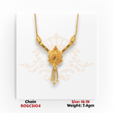 22kt yellow gold ethnic style pendant necklace with danglers 16 inch ROGC3104