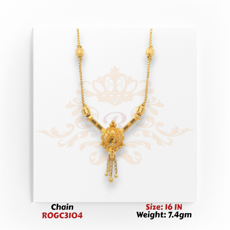 22kt gold traditional pendant chain necklace 16 inch 7.4 gm ROGC3104