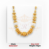 22kt yellow gold ethnic style bead chain necklace 16 inch elegant design ROGC3107