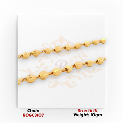 22kt gold decorative beaded necklace with center detail 16 inch ROGC3107