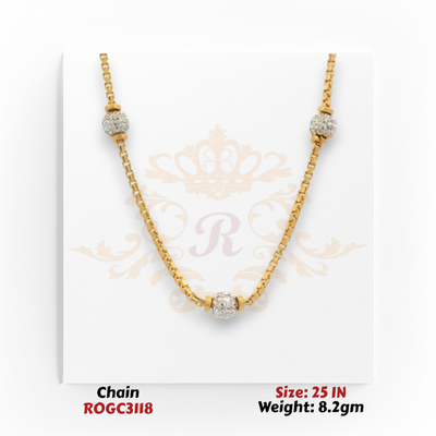 22kt yellow gold long chain with spaced accent beads 25 inch ROGC3118