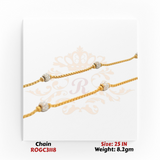 Delicate 22kt gold station style necklace with white tone beads 25 inch ROGC3118