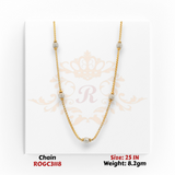 22kt gold station bead chain necklace 25 inch 8.2 gm with white accents ROGC3118