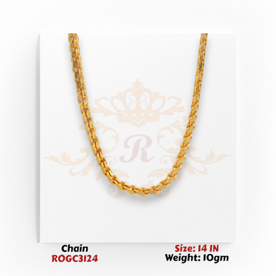 22kt gold classic curb style chain necklace 14 inch elegant daily wear ROGC3124