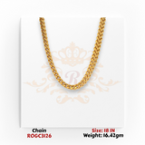 22kt gold sleek curb link necklace 18 inch fine gold jewelry ROGC3126