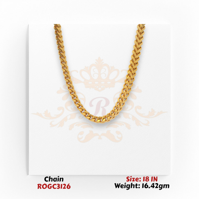 22kt gold sleek curb link necklace 18 inch fine gold jewelry ROGC3126