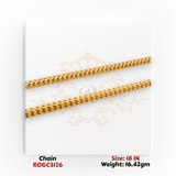 22kt gold classic curb style chain necklace 18 inch elegant daily wear ROGC3126