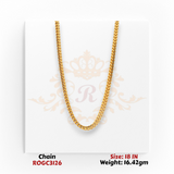 22kt yellow gold curb link chain necklace 18 inch 16.42 gm high polish ROGC3126