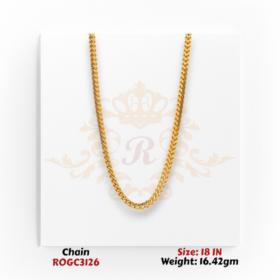 22kt yellow gold curb link chain necklace 18 inch 16.42 gm high polish ROGC3126