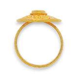 22k gold raw uncut diamond ladies ring side profile with intricate engraved floral detailing RJDR3046