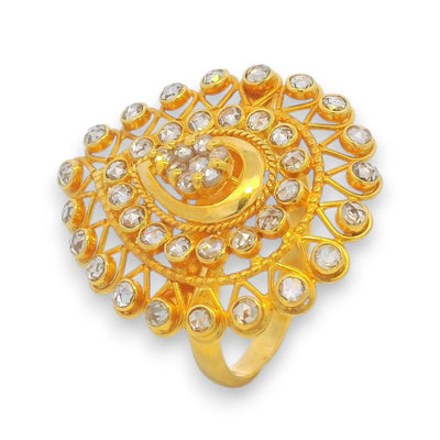 22kt Gold Polki Diamond Ring with Traditional Indian Design, Bridal Engagement Jewelry – RJDR3197