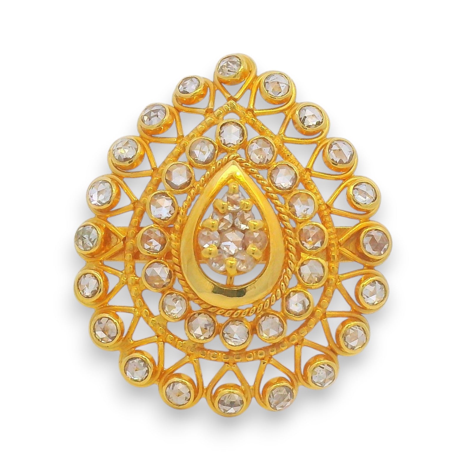 Designer 22kt Gold Ring for Women with Polki Diamond Work, Party Wear and Bridal Jewelry – RJDR3197