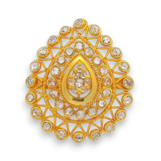 Designer 22kt Gold Ring for Women with Polki Diamond Work, Party Wear and Bridal Jewelry – RJDR3197