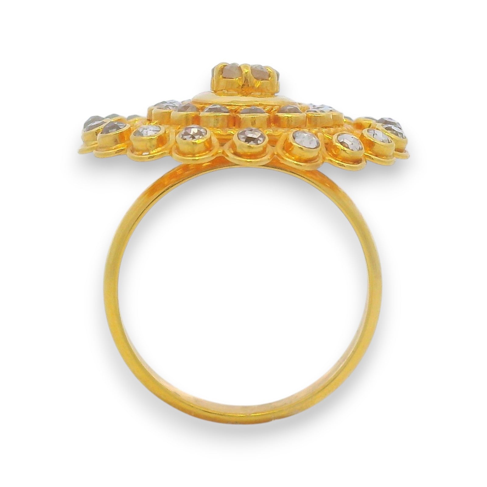 Handcrafted 22kt Gold Statement Ring with Uncut Polki Diamonds, Ethnic Wedding Jewelry – RJDR3197
