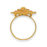 Elegant 22k gold diamond ring with emerald centerpiece, ruby highlights, and uncut diamond setting – Regal Jewels Chicago – RJDR3222