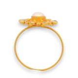 Designer 22kt Gold Ring with Pearl and Diamond Polki Accents – Engagement, wedding, and party wear ring RJDR3227