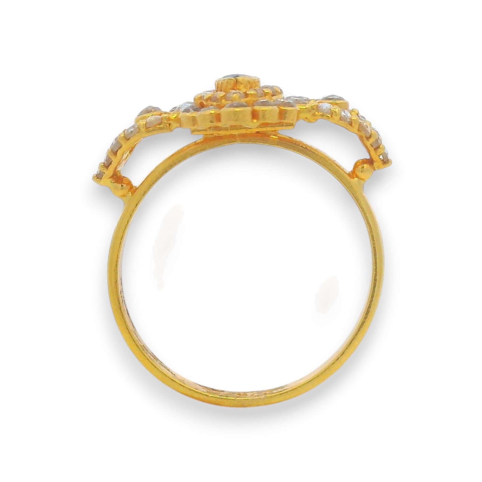 Raw Uncut Diamond and Blue Sapphire Gold Ring – 22kt Yellow Gold designer ladies statement ring RJDR3231